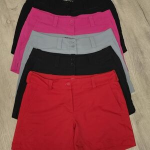 bundle of 5 Nike Golf Tour Performance Dri-Fit Shorts sz 8 black, pink grey red